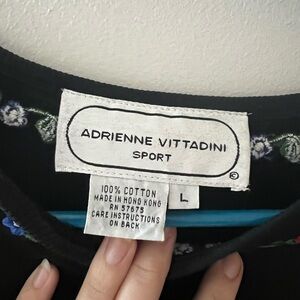 ADRIENNE VITTADINI Women’s Casual Designer Black Short Sleeve Top Blouse L